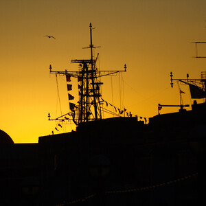 Sunset on HMS Belfast